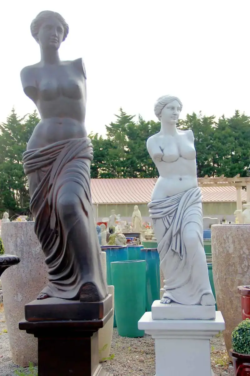 Statue déesse vénus en noir et blanche